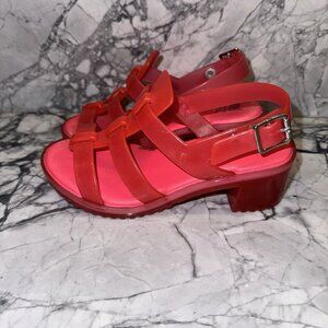 Mel By Melissa Girls 13C Pink Jelly Heeled Sandals Excellent